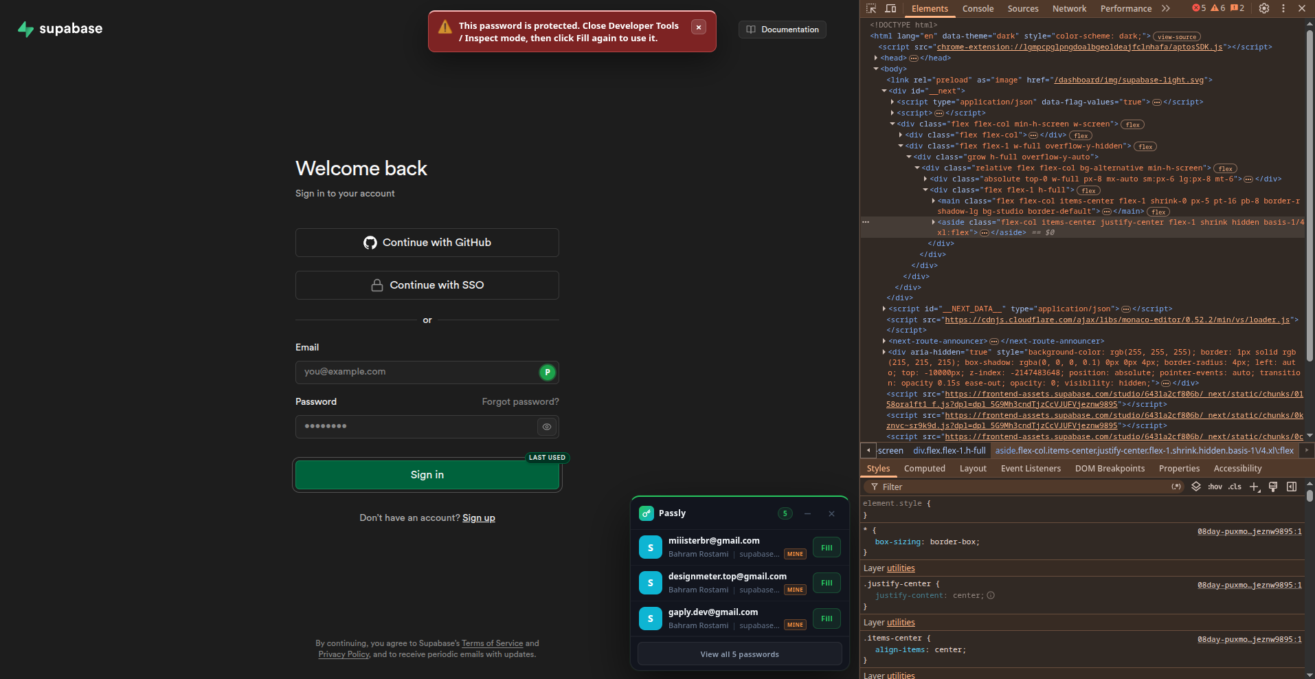 Activity log screen showing recent vault events.