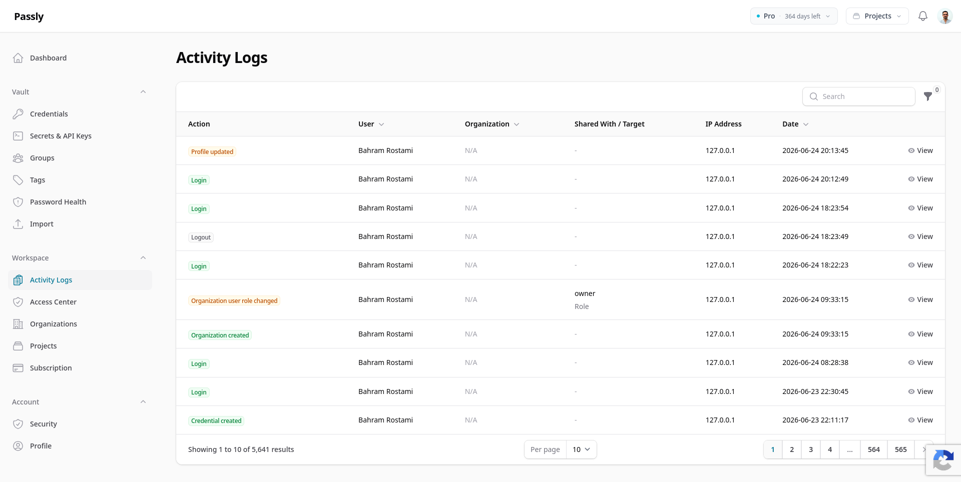 Groups screen for assigning shared access.