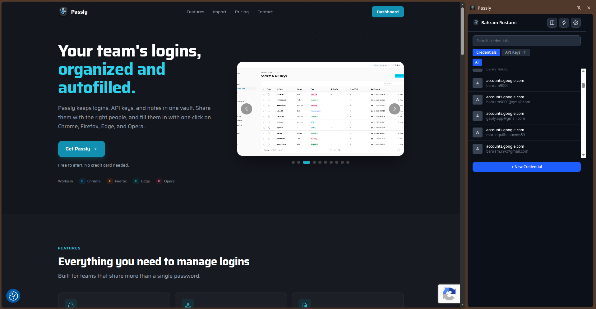Import workflow for bringing browser password exports into Passly.